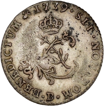 Louis XV, double sol de billon, 1739 Rouen