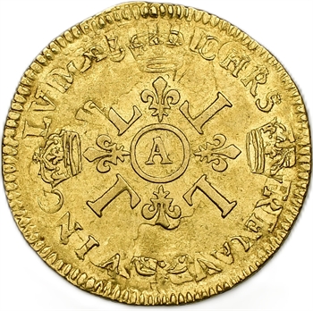 Louis XIV, louis d&rsquo;or aux quatre L, 1693 Paris
