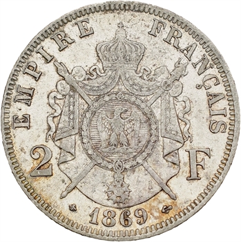 Second Empire, 2 francs tête laurée, 1869 Paris