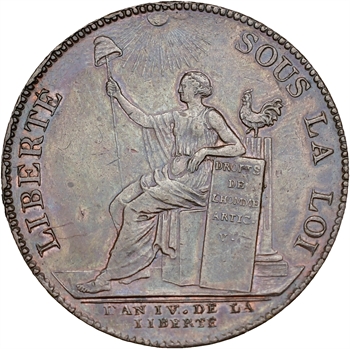 Constitution, deux sols de Monneron à la Liberté, An IV, 1792 Birmingham