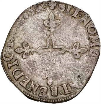 Henri III, double sol parisis, 2e type, 1585 Villeneuve-lès-Avignon