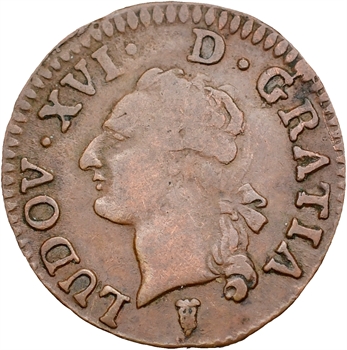 Louis XVI, liard de bronze, 1791 Bordeaux