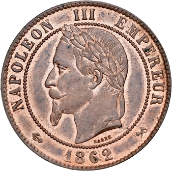 Second Empire, dix centimes tête laurée, 1862 Bordeaux