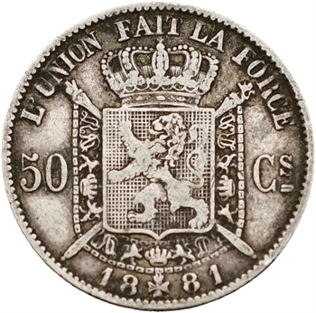 Belgique (Royaume de), Léopold II, 50 centimes, 1881 Bruxelles