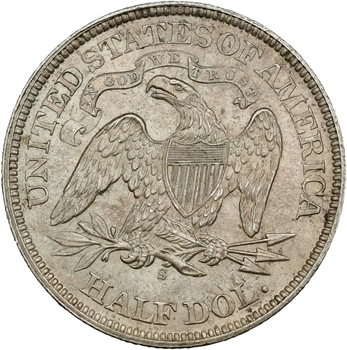 États-Unis, 50 cents ou demi-dollar Liberty seated, 1866 San Francisco