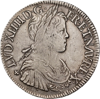 Louis XIV, écu à la mèche longue, 1653 Rennes