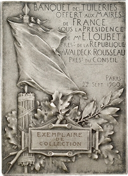 Vernon (F.) : Banquet des Maires aux Tuileries, exemplaire de collection en argent, 1900 Paris