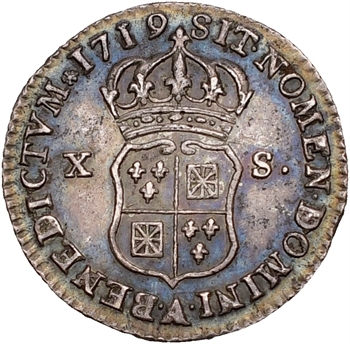 Louis XV, pièce de X sols de Navarre, 1719 Paris