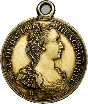 Décoration, Saint Empire, Marie Thérèse, Aux combattants hongrois de la deuxième guerre de Silésie, par Roettiers, 1748 vermeil