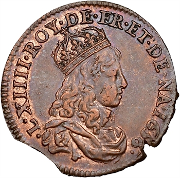Louis XIV, liard de cuivre, 2e type, 1656 Limoges