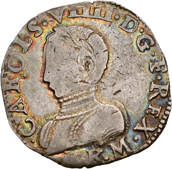 Charles IX, teston, 1563 Bordeaux variété CAROLS