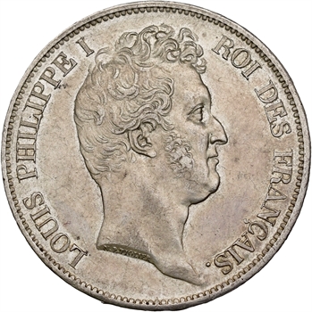 Louis-Philippe Ier, 5 francs Tiolier avec le I, tranche en relief, 1831 Paris