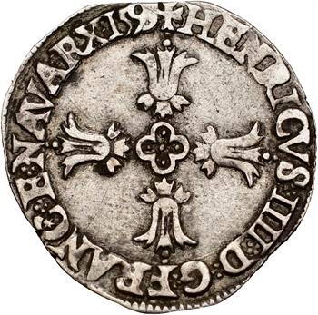 Henri IV, huitième d&rsquo;écu, croix feuillue de face, 1598 Bayonne