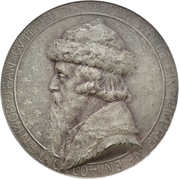 Deschamps (L.) : Johannes Gutenberg, en argent, s.d. Paris