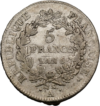 Directoire, 5 francs Union et Force, An 5 Paris