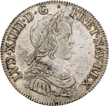 Louis XIV, quart d&rsquo;écu à la mèche courte, 1644 Paris (rose)