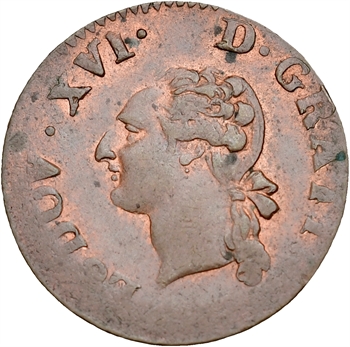 Louis XVI, liard de bronze, 1789 Toulouse