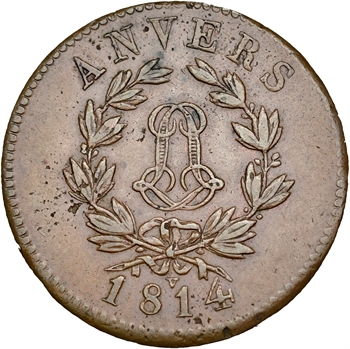 Louis XVIII, siège d’Anvers, 5 centimes, 1814 Anvers