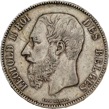 Belgique, Léopold II, 5 francs, 1871 Bruxelles