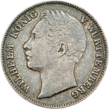 Allemagne, Wurtemberg (royaume de), Guillaume Ier, 1/2 gulden, 1863 Stuttgart