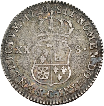 Louis XV, pièce de XX sols de Navarre, 1720 Caen
