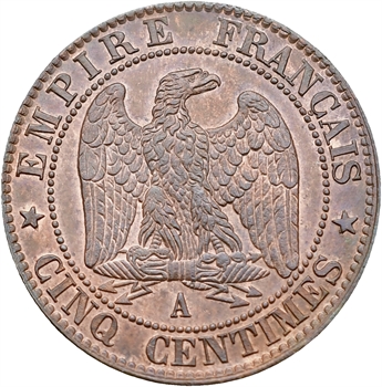 Second Empire, cinq centimes tête nue, 1856 Paris