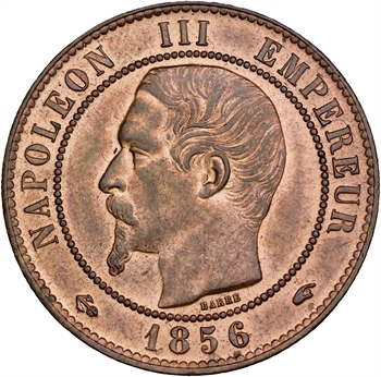 Second Empire, dix centimes tête nue, 1856 Paris