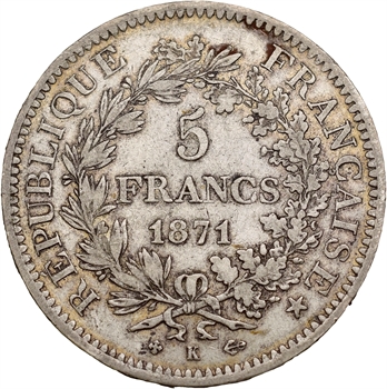 IIIe République, 5 francs Hercule, 1871 Bordeaux