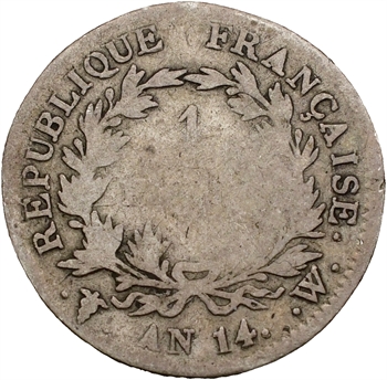 Premier Empire, 1 franc calendrier révolutionnaire, An 14 Lille