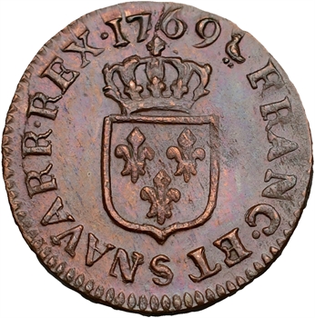 Louis XV, liard à la vieille tête, 1769 Reims