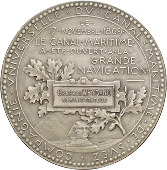 Égypte, Suez (canal de), ouverture du Canal, par Roty, au Général Weygand, 1869 (après 1880) Paris