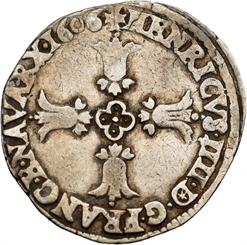 Henri IV, quart d&rsquo;écu, croix feuillue de face, 1606 Bayonne