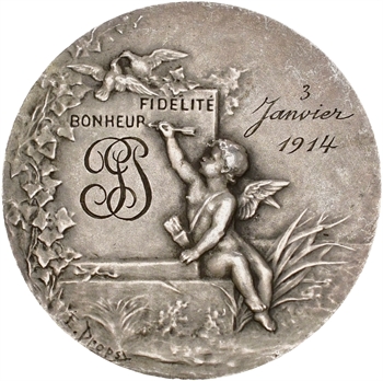 Dropsy (E.) : médaille de mariage en argent, 1914 Paris