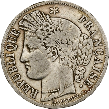 IIe République, 5 francs Cérès, 1849 Paris variété main/main