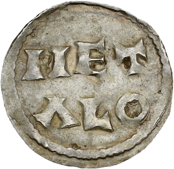 Poitou (comté de), au type de Charles le Simple, denier immobilisé, Melle, s.d. (c.950-980)
