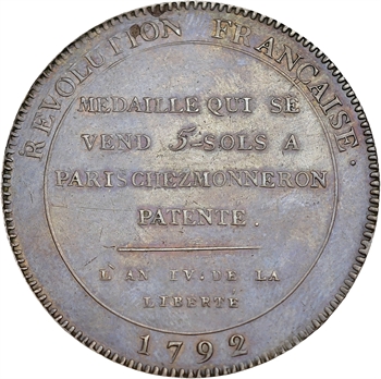 Constitution, 5 sols de Monneron au serment, An IV, 1792 Birmingham