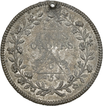 Constitution, Réunion des États Généraux, médaille des Trois Ordres, 1789 Paris