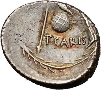 Carisia, denier, Rome, 46 av. J.-C.