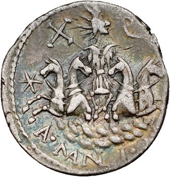 Manlia, denier, Rome, 118-107 av. J.-C.