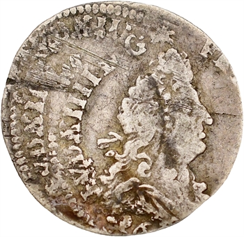 Louis XIV, 4 sols aux 2 L, 1696 (?) Rouen variété double frappe