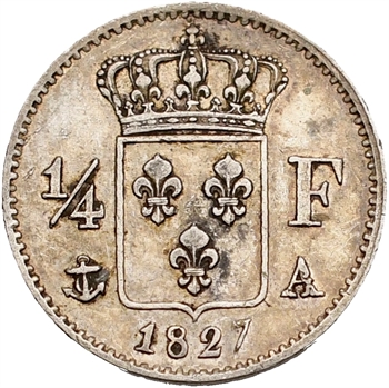 Charles X, 1/4 de franc, 1827 Paris