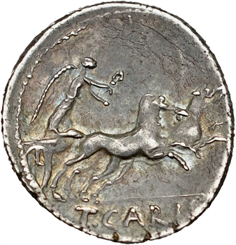 Carisia, denier, Rome, 46 av. J.-C.