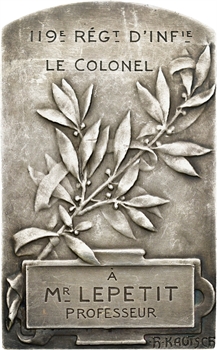 Kautsch (H.) : plaque de mérite du 119e d&rsquo;Infanterie, s.d. Paris