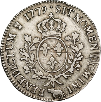 Louis XVI, écu aux branches d&rsquo;olivier du Béarn, 1779 Pau