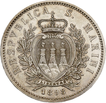 Saint-Marin, 5 lire, 1898 Rome