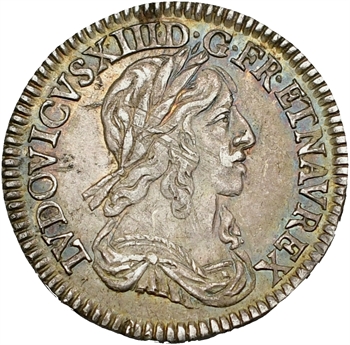 Louis XIII, douzième d’écu d’argent, 3e type (2e poinçon), 1642 Paris (point)