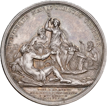 Louis XVI, le percement du canal du Centre, par Duvivier, 1785 Paris NGC AU DETAILS