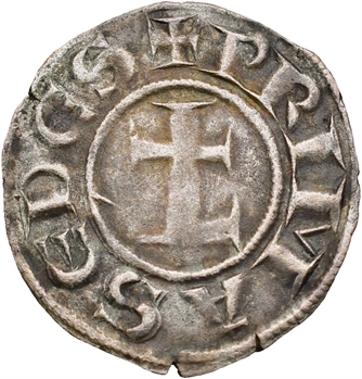 Lyon (archevêché de), anonymes, denier (besant sous la croix), c.1200-1260