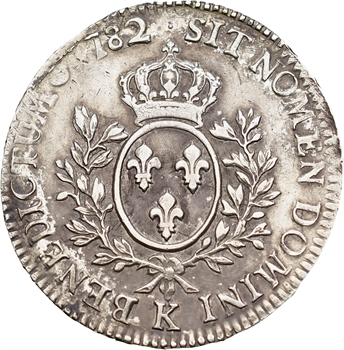 Louis XVI, écu aux branches d&rsquo;olivier, 1782 Bordeaux