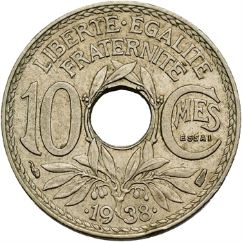 IIIe République, essai de 10 centimes Lindauer, ESSAI en relief, 1938 Paris